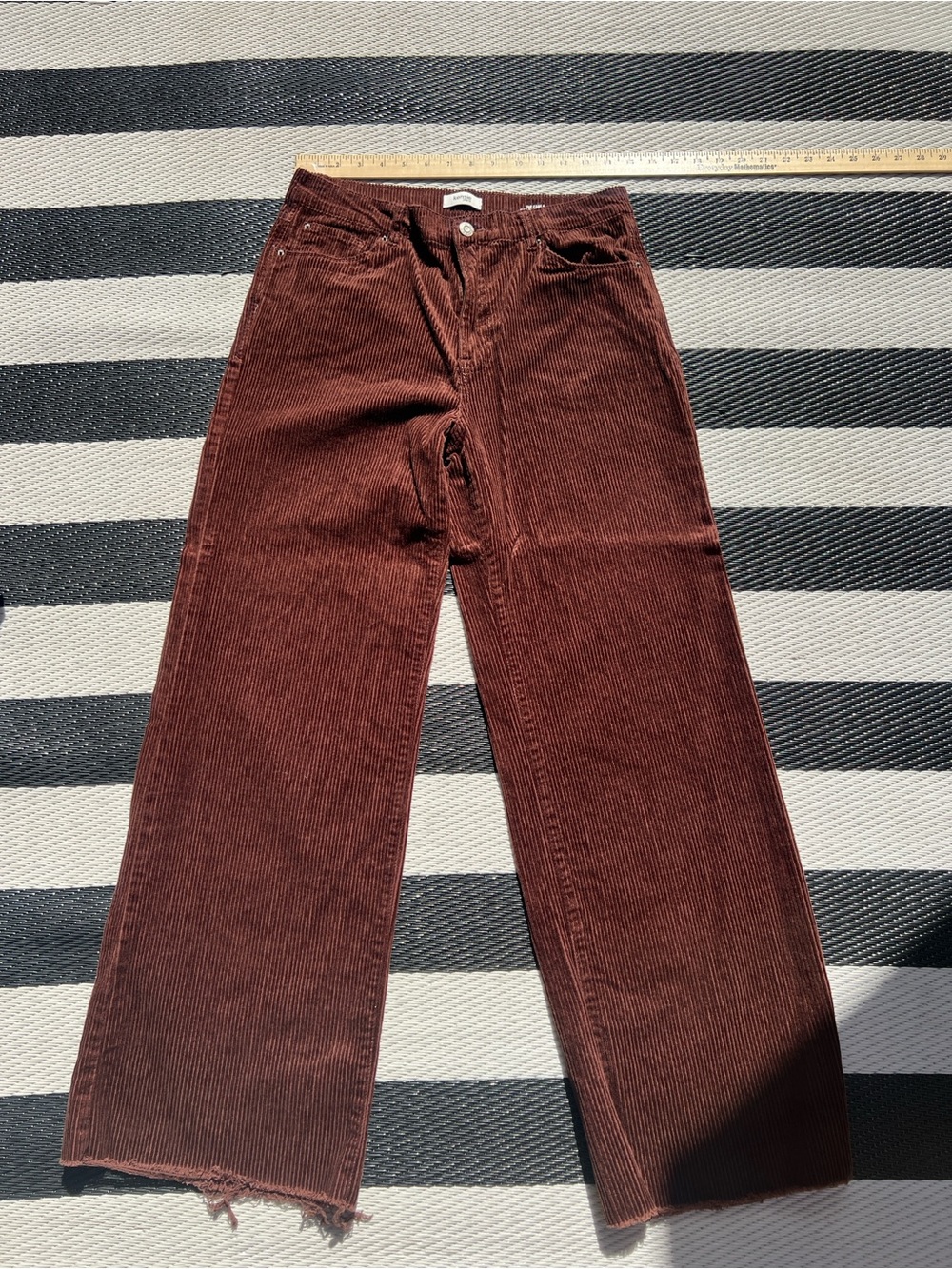 Kensie Wide-Leg Corduroy Jeans in Rich Chocolate Brown - Picture 1 of 6